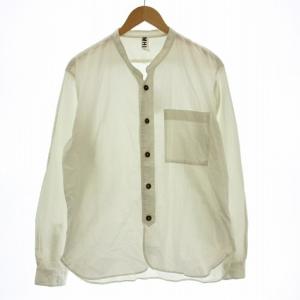 バンドカラーシャツ 長袖 シャツ L 白 596-9250503 /G
