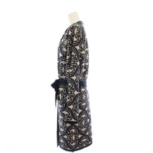 S Max Mara ロングニットカーディガン 長袖 総柄 カシミヤ混 M 紺 /KH