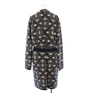 S Max Mara ロングニットカーディガン 長袖 総柄 カシミヤ混 M 紺 /KH