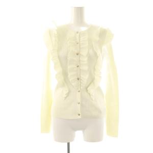 24SS フリル リブニット カーディガン 長袖 36 アイボリー /NR