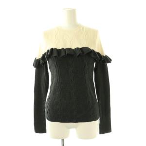 092-2270026 コリンフリルニット セーター 長袖 FR オフホワイト チャコールグレー /ES