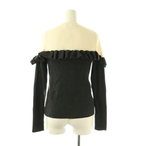 JILL STUART 092-2270026 コリンフリルニット セーター 長袖 FR オフホワイト チャコールグレー /ES