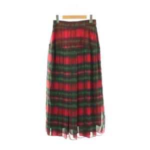 0202-050-204 Shaggy Check Print Skirt プリーツスカート ロング 38