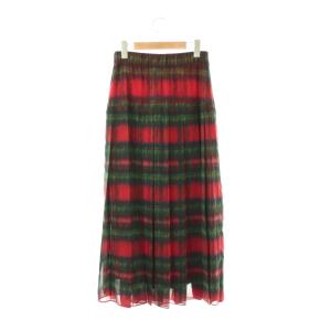 DOUBLE STANDARD CLOTHING 0202-050-204 Shaggy Check Print Skirt プリーツスカート ロング 38