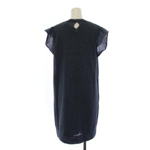 BRUNELLO CUCINELLI ニット ワンピース ひざ丈 フレンチスリーブ インナー付き M 青 /BM