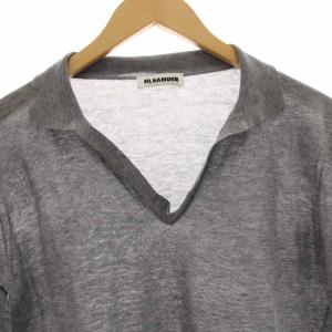 JIL SANDER ニット カットソー カシミヤ混 半袖 薄手 38 グレー /HN
