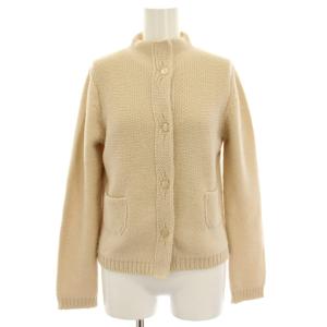 BASE ニットカーディガン ウール モックネック 長袖 40 ベージュ /HN