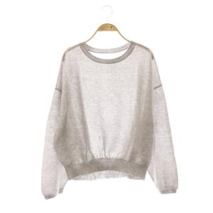 24SS スポンジシアーニットプルオーバー カットソー 長袖 リネン混 グレー 24080240501010