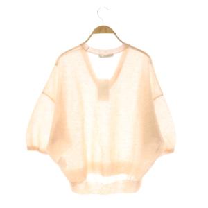 NOBLE 24SS スポンジシアーショートスリーブニット カットソー 七分袖 リネン混 ピンクベージュ /NR