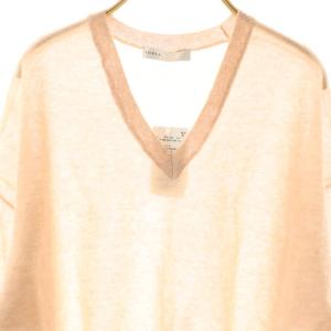 NOBLE 24SS スポンジシアーショートスリーブニット カットソー 七分袖 リネン混 ピンクベージュ /NR