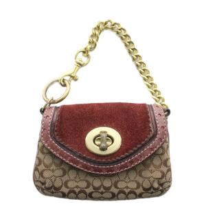 シグネチャ ポーチ チェーン ベージュ 赤 レッド /AN16