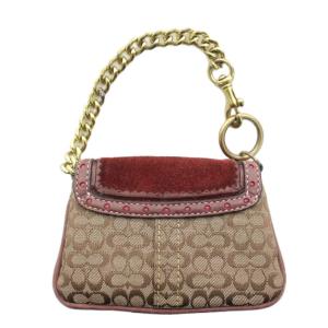 COACH シグネチャ ポーチ チェーン ベージュ 赤 レッド /AN16