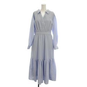 24SS カシュクールシャツワンピース ロング 38 水色 ライトブルー 長袖 CWF0241099 /YM