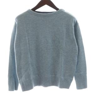 24AW Wフェイスボートネックニット ニット セーター M 水色 長袖 ボートネック 無地 DR47-22A105
