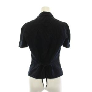 PRADA シャツ ブラウス 半袖 38 紺 ネイビー ペプラムデザイン /YM