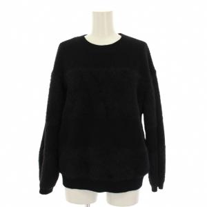 STORIA ニット セーター ウール 40 黒 ブラック 長袖 ラウンドネック シャギー N7N07-425-09