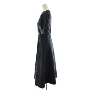 ESTNATION 24SS タフタタックスリーブワンピース ロング 半袖 36 紺 ネイビー 41-109-11-040304