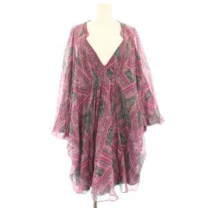 FLEURETTE Dress ワンピース ミニ 総柄 絹 シルク シアー 七分袖 6 ピンク D1851044D13