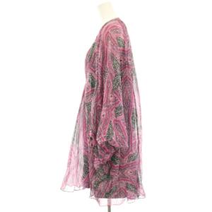 DIANE von FURSTENBERG FLEURETTE Dress ワンピース ミニ 総柄 絹 シルク シアー 七分袖 6 ピンク D1851044D13