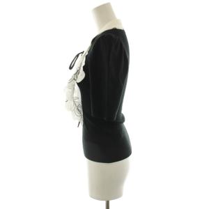 SNIDEL 25SS ラッフル刺繍ニットプルオーバー 半袖 カットソー レース F 黒 ブラック 白 ホワイト SWNT251217