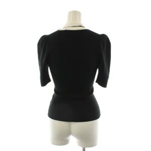 SNIDEL 25SS ラッフル刺繍ニットプルオーバー 半袖 カットソー レース F 黒 ブラック 白 ホワイト SWNT251217