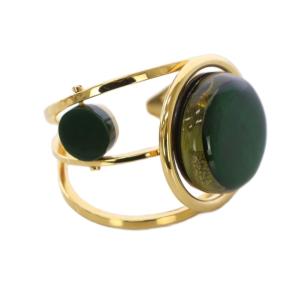 バングル ブレスレット ゴールドカラー グリーン /KH