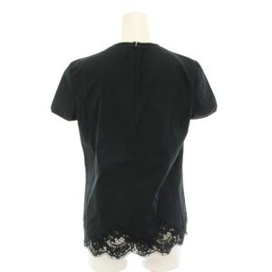 DSQUARED2 シャツ ブラウス カットソー プルオーバー 半袖 裾レース 花柄 裾スカラップ 38 黒 ブラック S72NC0819