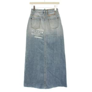 DSQUARED2 デニムスカート ロング フレア ボタンフライ ダメージ加工 ロゴプリント 36 水色 ライトブルー S72MA0891