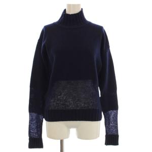 ニット セーター 長袖 ハイネック ウール カシミヤ混 38 紺 /KH