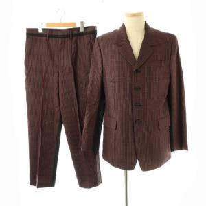 セットアップ チェック柄 テーラードジャケット パンツ XL レッド グリーン ブラック /DO