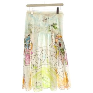 イラストアートスカート ロング フレア 38 白 /KH