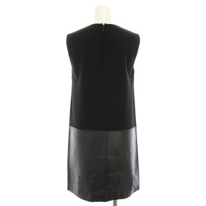 DSQUARED2 ワンピース ひざ丈 ノースリーブ ラムレザー 切替 S 黒 ブラック S75CT0987 /YT