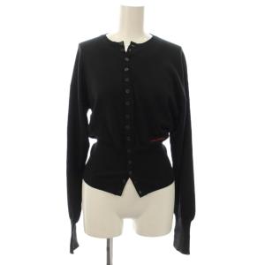 カーディガン ウール S 黒 長袖 クルーネック 無地 /JP