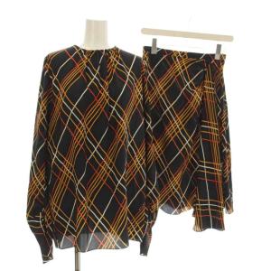 22AW セットアップ ブラウス スカート チェック 40 黒 /KH