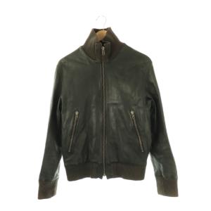 レザージャケット ブルゾン 羊革 L ブラック ブラウン /ES