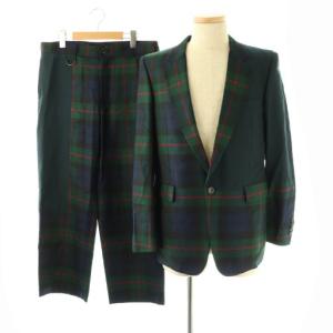 セットアップ チェック柄 テーラードジャケット パンツ L グリーン マルチカラー /DO
