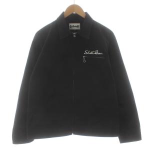TC WORK JACKET ワークジャケット ブルゾン ステンカラー ジップアップ ロゴ刺繍 M 黒