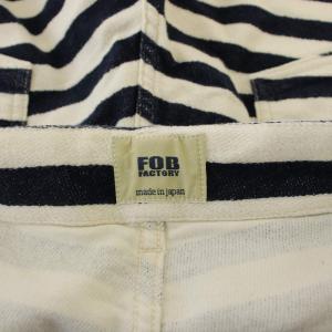FOB FACTORY パンツ L 白 紺 ボーダー柄 ショート丈 ドローストリング /JP