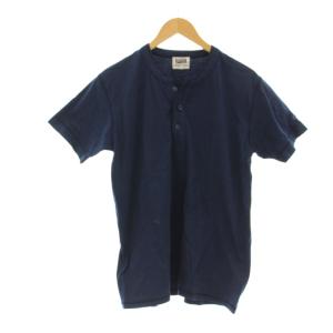 Tシャツ 40 ネイビー 半袖 ヘンリーネック 無地 /JP