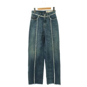 デニムパンツ ジーンズ ワイド USED加工 W23-L32 ブルー /ES