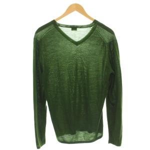 JIL SANDER ニット Vネック ウール 薄手 セーター 長袖 44 緑 グリーン /G
