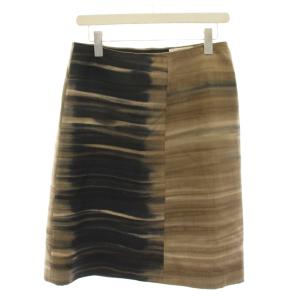 スカート ひざ丈 42 カーキ ベージュ 黒 グラデーション 台形 /YM