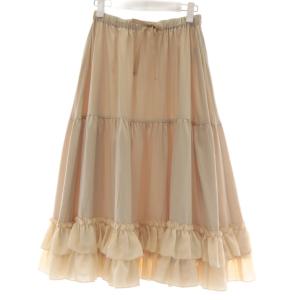kawaii ミディフリルペチスカート ロング M ティアード ベージュTS287X07S /AU