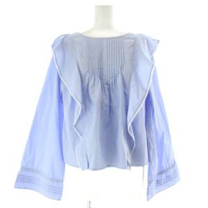 20AW シャツ ブラウス 36 水色 長袖 シャーリング フリル /NS