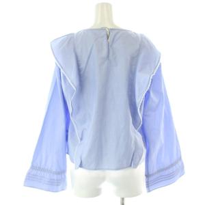 MACPHEE 20AW シャツ ブラウス 36 水色 長袖 シャーリング フリル /NS