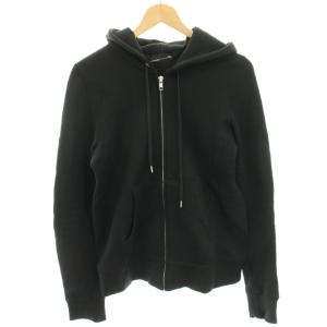 パーカー スウェット ジップアップ 絹 シルク混 長袖 裏起毛 44 黒 ブラック /HN