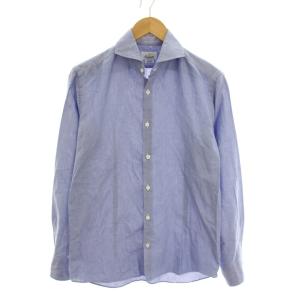 Slim Fit シャツ ホリゾンタルカラー 長袖 M ブルー /YM