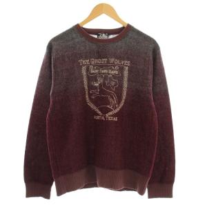 ニット ウール セーター 長袖 M グレー ボルドー 02173CS04 /G