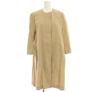 ノーカラーコート スプリングコート ロング 38 ベージュ /HN