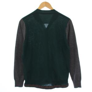 sacai ニット カーディガン 長袖 Vネック ウール 1 緑 グレー 15-00556M /BM